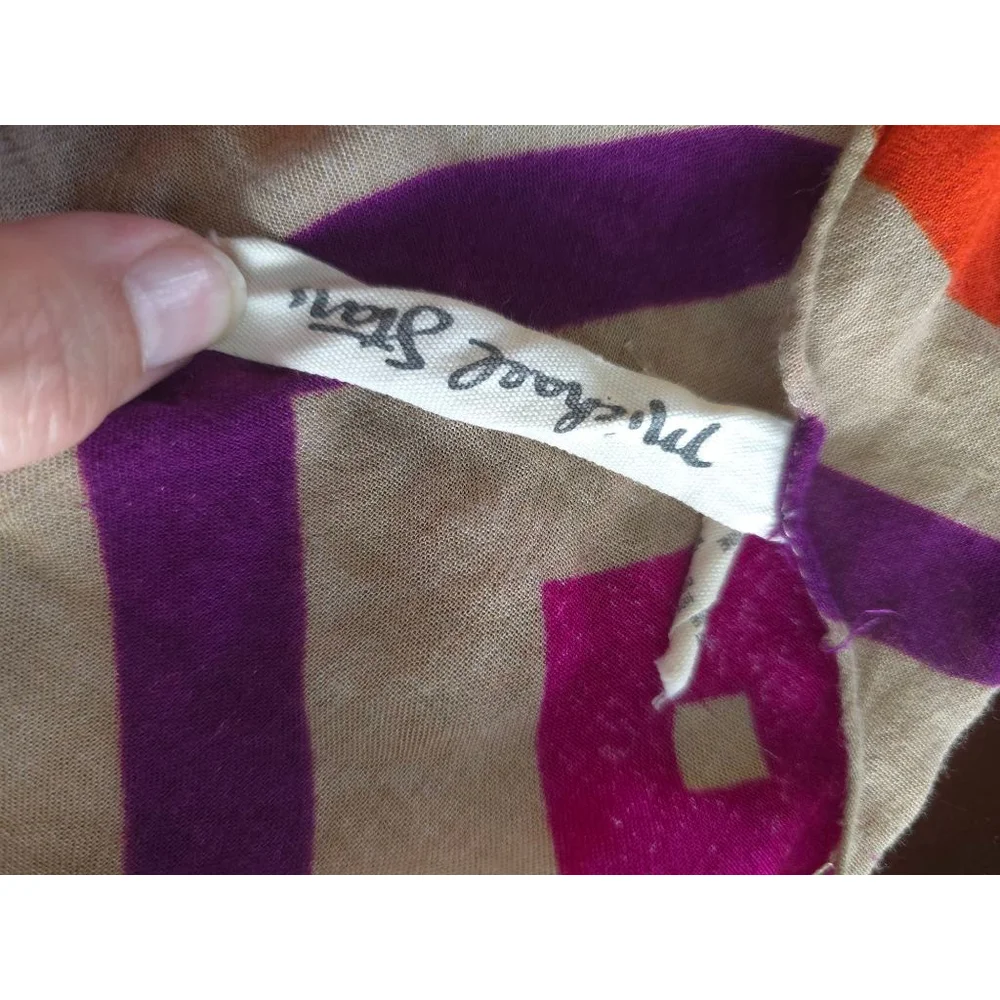 Women's Michael Stars One Size Beige Orange Purple Geometric Summer Shawl Wrap